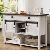 AntsandAnts Farmhouse Entryway Table with Sliding Barn Doors & 2 Drawers,Rustic Console Table for Living Room, Hallway, Foyer,Sofa Table with Adjustable Shelf & Open Storage, Industrial Design AntsandAnts