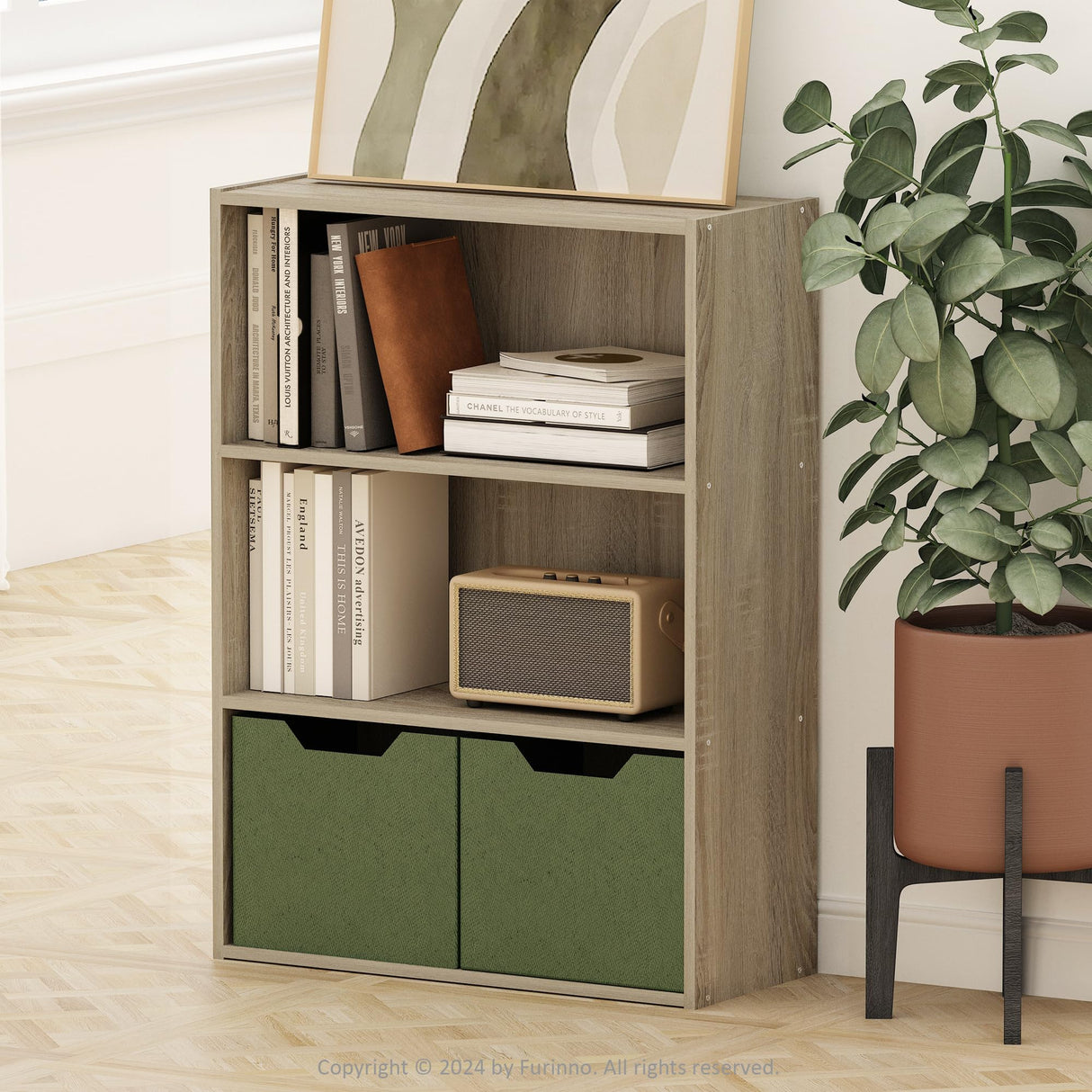 Furinno Pasir 3-Tier Open Shelf Bookcase, Sonoma Oak Furinno