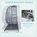 Outdoor Double Egg Chair Patio Chairs - 500lbs Capacity for 2 Person, Oversized Wicker Rocking Glider Chair with Steel Stand, Hand-Woven Lounge Chair Nest Loveseat for Indoor, Porch, Backyard, Balcony Brafab