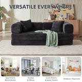 81 Inch Convertible Folding Sofa Bed,Fold Out Floor Sofa Couch with Fixed-Shape Frame,Corduroy Foldable Mattress Cloud Couch for Living Room Bedroom (Dark Grey) TIAOLOURIA