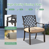 Domi Outdoor 7 pcs Patio Dining Set, Metal Dining Table, Swivel and Dining Chairs Conversation Set with Removable Beige Cushions for Garden Lawn Yard domi outdoor living