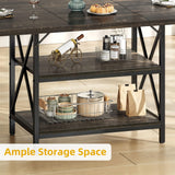 DWVO Dining Room Table 47 Inch Rectangle Dining Table for 4 People Farmhouse Kitchen Table Rustic Dinner Table with Storage Shelf and Heavy Duty Metal Legs for Home Apartment DWVO