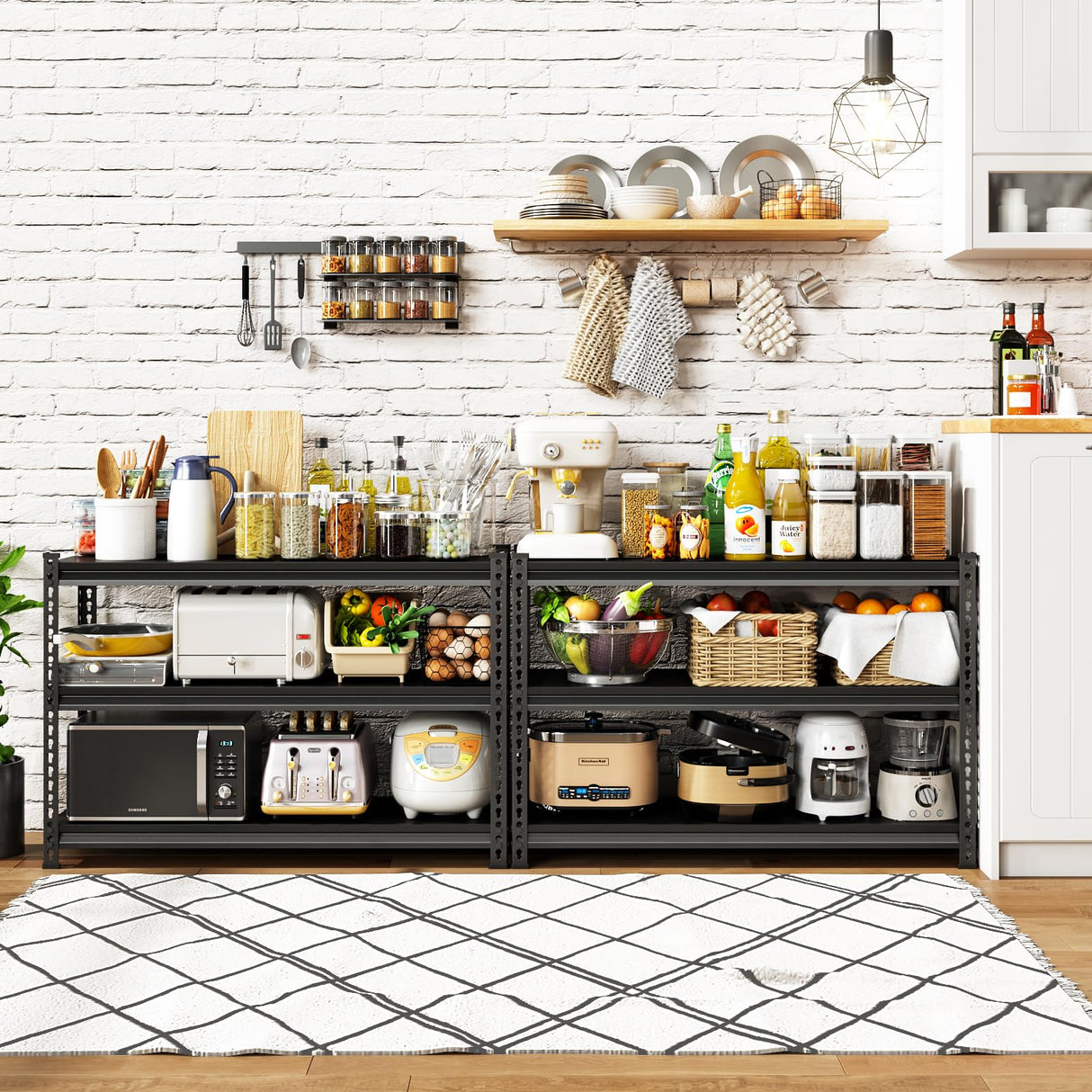 SDXYSTCE 48" W Garage Shelving Heavy Duty, 1500LBS Loads Adjustable Garage Storage Shelves, 3-Tier Metal Shelving Units and Storage Racks, Industrial Utility Shelf,48" Wx18 Dx39 H, Black SDXYSTCE