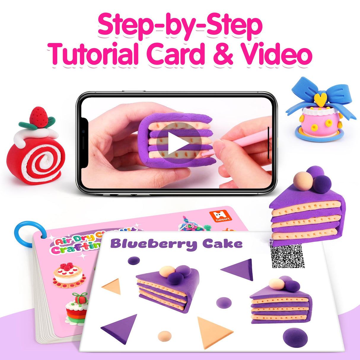 Air Dry Clay for Kids, 12 Boxes Modeling Clay Kit, DIY Molding Clay with Sculpting Tools and Tutorial, Ultra Light, Safe & Non-Toxic, Arts and Crafts Toys Birthday Christmas Gifts for Boys Girls Helsort