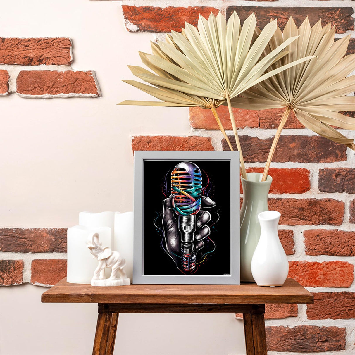 QLTBPVJK Fantasy Microphone Diamond Painting Kits Music Diamond Painting, Full Round Diamond Art Kits, Home Wall Decor 12x16 inch / 30x40cm QLTBPVJK