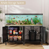 VOWNER 100-150 Gallon Fish Tank Stand with Power Outlet, Heavy Duty Aquarium Stand with Cabinet Storage for Fish Tank, Turtle Tank, Reptile Terrarium, 60" L*23.6" W Tabletop, 2200 LBS Capacity, Black VOWNER