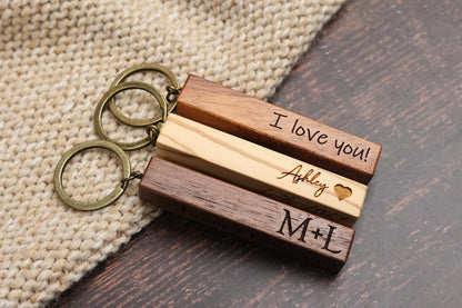 Custom Engraved Wooden Bar Keychain Personalized - WoodArtSupply