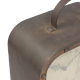 Stonebriar Large Square Rustic Metal Table Top Clock with Handle and Rivet Detail, Industrial Home Decor Accents for the Mantel, Shelf, Desk, or Any Table Top, Battery Operated Stonebriar