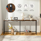 HOOBRO 70.9 Inches Console Table with 2 Power Outlets and 2 USB Ports, Extra Long Entryway Table with Charging Station, Narrow Sofa Table Behind Couch, Hallway, Living Room, Rustic Brown BF1801XG01G2 HOOBRO