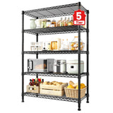 REIBII Storage Shelves, 5-Tire Wire Shelving Load 1000LBS Metal Shelves for Storage Adjustable Garage Shelving Unit Wire Shelf Rack Kitchen Storage Rack Pantry Shelves 31.5''W x 15.7'' D x 71''H REIBII