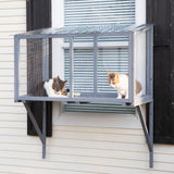 COZIWOW Window Catio, Catio Outdoor Cat Enclosure Window Box, Wooden Cat Window Perch COZIWOW
