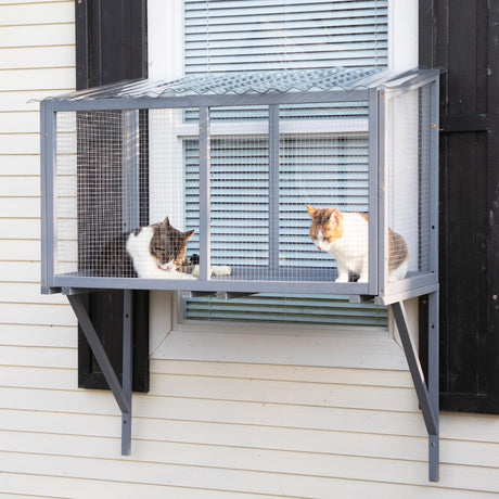 COZIWOW Window Catio, Catio Outdoor Cat Enclosure Window Box, Wooden Cat Window Perch COZIWOW