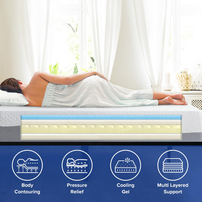 Olee Sleep Full Mattress, 10 Inch Gel Memory Foam Mattress, Gel Infused for Comfort and Pressure Relief, CertiPUR-US Certified, Bed-in-a-Box, Medium Firm, Grey, Full Size