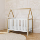 Storkcraft Orchard 5-in-1 Convertible Crib (White with Driftwood) – GREENGUARD Gold Certified, Canopy Style Baby Crib, Converts from Crib to Toddler Bed, Daybed and Full-Size Bed Storkcraft