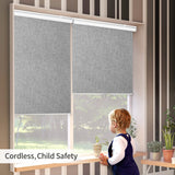 GENIMO 100% Blackout Blinds for Indoor Windows, Window Blinds Cordless with Thermal Insulated, UV Protection Fabric, Mini Door Blinds for Home, Office, Bedroom, Easy to Install, Grey, 27" W X 75" H GENIMO