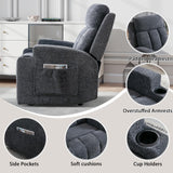 CANMOV Manual Massage Heat Recliner Chair Set of 2,Soft Fabric Recliner Chair with Overstuffed Arm and Back, Manual Reclining Single Sofa with 2 Cup Holders, Side Pocket for Living Room,Dark Grey CANMOV