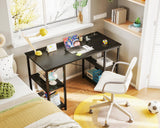 AODK 40 Inch Small Computer Desk with Power Outlets & USB Charging Port, Modern Simple Style Desk for Small Spaces Home Office, Study Student Writing Desk, Kids Desk, Black AODK