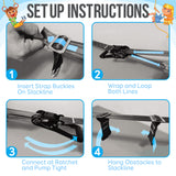 SereneLife Ninja Warrior Slack Line Obstacle Course 50ft Slackline with 18 Jungle Gym Tree Climbing Attachments Backyard Outdoor Play Equipment Set for Kids Outside with Rope Ladder and Accessories SereneLife