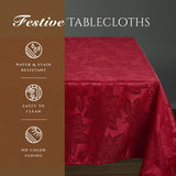 Kadut Christmas Tablecloth, Poinsettia Leaf Red Tablecloth (60 x 102 Inch) for 6 Foot Rectangle Tables, Heavy Duty Fabric, Table Cloth for Harvest, Xmas Holiday, Winter, and Parties Table Cover Kadut