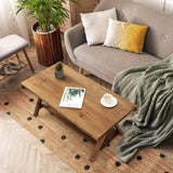 HOKYHOKY Solid Wood Coffee Table - 42.5” Pinewood Farmhouse Rustic Wooden Coffee Tables for Living Room, Solid Pinewood Rectangle Coffee Table, Center Table for Living Room, Brown HOKYHOKY