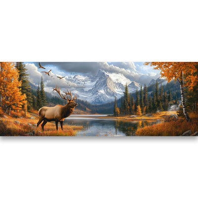 Yomiie Large 5D Diamond Art Kits for Adults, Elk Diamond Painting Art Animals DIY Full Round Drill Kits, Embroidery Rhinestone Diamond Crystal Craft Canvas Home Wall Decor 31.5x11.81 inch