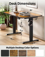 Standing Desk Electric Adjustable Computer Desk-Stand up Desk Office Gaming Home Office Memory Desks 48x24 inches Black Frame/Rustic Brown Top BIZUM
