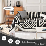STACYPIK Thick Christmas Boho Couch Cover Chenille Cat Dog Anti-Scratch Sofa Cover Black White Plaid Sectional Couch Cover Washable Couch Protector for 2 Cushion Couch Futon Loveseat Cover-71x118IN STACYPIK