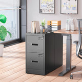 Greenvelly Black Filing Cabinet 2 Drawer, 18” D Vertical File Cabinet with Lock, Locking File Cabinet for Home Office, Metal File Cabinet for Hanging Letter/Legal Folders, Easy Assemble Greenvelly