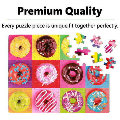 LELEMON Puzzles for Kids Ages 4-8,Donut Puzzle 100 Piece Puzzles for Kids in a Metal Box, Educational Kids Puzzles Jigsaw Puzzles 100 Piece Puzzle Games Puzzle Toys for Girls and Boys