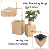 COZAYH Tree Stump End Table Set of 2, Multiple Styling Layout with Wood Tree Ring Pattern, Natural Wood Color COZAYH