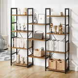 NUMENN Triple Column 4 Tier Bookshelf, Bookcase with 11 Open Display Shelves, Adjustable Rustic Industrial Style Book Shelves, Modern Bookshelves for Bedroom, Living Room and Home Office, Vintage NUMENN
