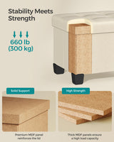 SONGMICS Storage Ottoman, Small Ottoman Foot Rest with Legs, 12.6 x 15.8 x 13.2 Inches Foot Stool, Ottoman with Storage, Load up to 660 lb, for Living Room, Bedroom, Dorm, Cream White ULSF012W01 SONGMICS