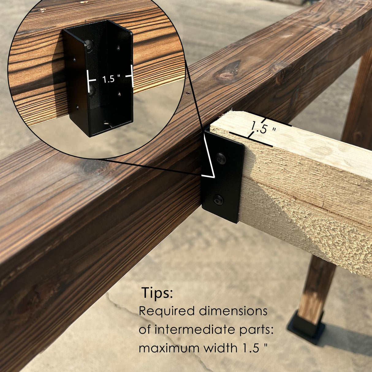 Kozyard Pergola Brackets, 4 Pack Pergola Kit 3-Way Right Angle Corner Bracket with Pergola Post Base for 4x4'' (Actual: 3.5x3.5'') Wood Beams Elevated Wood Stand Kit Pergola/Gazebo Kit Kozyard