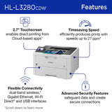 Brother HL-L3280CDW Wireless Compact Digital Color Printer with Laser Quality Output, Duplex, Mobile Printing & Ethernet | Includes 4 Month Refresh Subscription Trial¹, Amazon Dash Replenishment Ready Brother