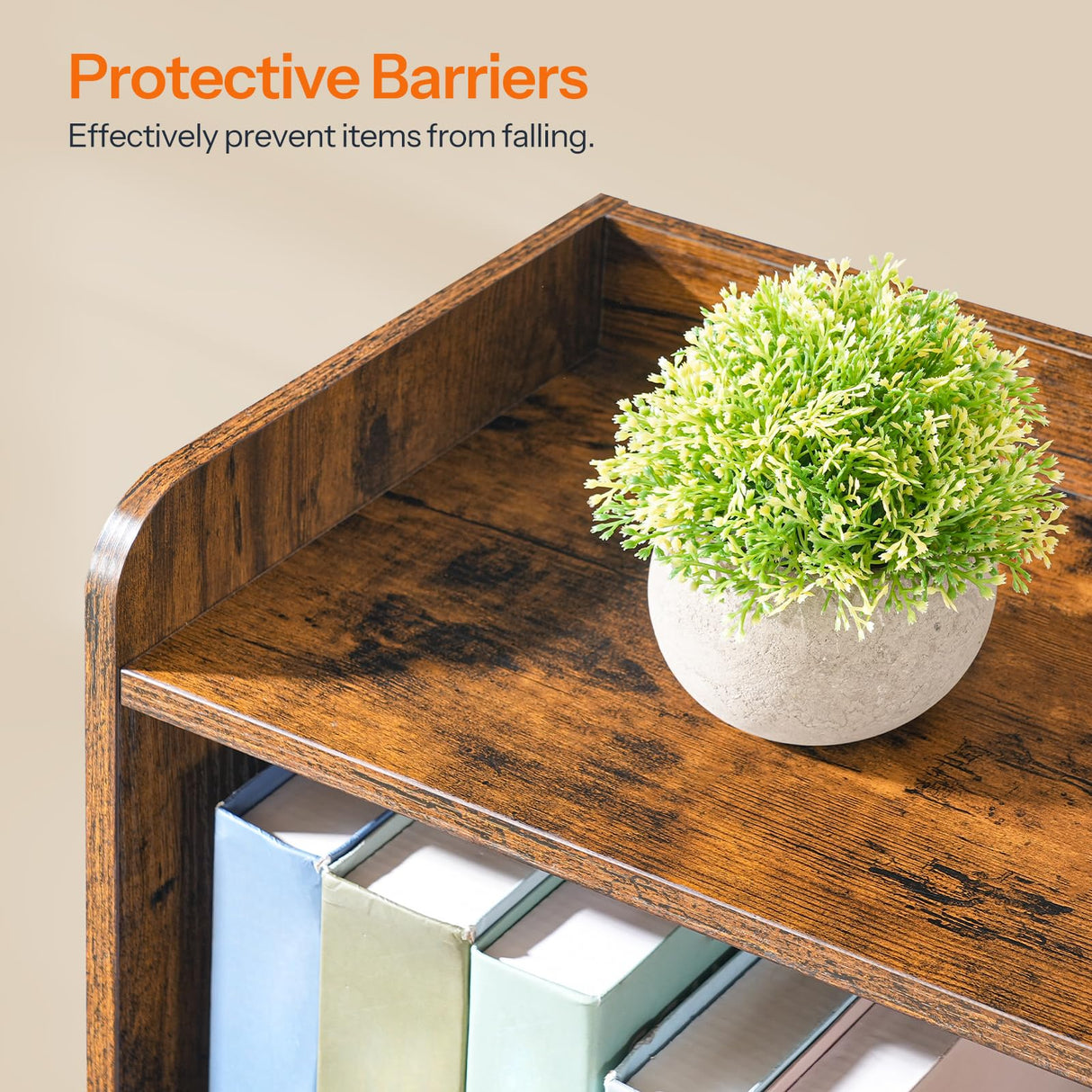 HOOBRO 6 Cube Bookshelf, 4 Tier Bookcase with Legs, Mid-Century Modern Bookshelves, Large Open Storage Shelf, Wooden Book Case for Living Room, Bedroom, Office, Kitchen, Rustic Brown FG116SJ01 HOOBRO