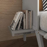 KEIKI Queen Size Murphy Bed with USB Port and Removable Shelves on Each Side, Solid Pine Murphy Cabinet Bed for Home Office, Guest Room,Grey KEIKI