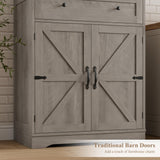 HOSTACK 71" Tall Pantry Cabinet, Farmhouse Kitchen Pantry with Storage Shelves, Barn Doors Food Storage Cabinet, Freestanding Kitchen Hutch with Large Drawer for Dining Room, Living Room, Ash Gray HOSTACK