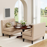 Andeworld Modern Loveseat Settee Button Tufted Sofa Couch Upholstered Banquette Dining Bench High Back Living Room Funiture,Khaki Andeworld