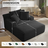 67 Inch Oversized Chaise Lounge Chair Indoor, Corduroy Upholstered Boneless Sofa Bed, Deep Seat Sleeper Couch Reading Chairs, Cloud Sofas Couches for Living Room, No Assembly Required (Black) HANXIN