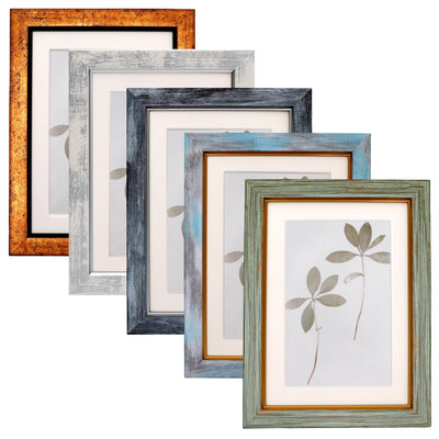Fixwal 5x7 Picture Frame Set of 5, Vintage Photo Frame, Rustic Retro Picture Frame with Tempered Glass, Decorative Art on Walls and Tabletop Placement