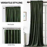 Benedeco Blackout Green Velvet Curtains for Bedroom Window, Light Filtering Drapes for Living Room Darkening Soundproof Thermal Curtain Rod Pocket 52 x 96 inches Long Length Set of 2 Panels Benedeco