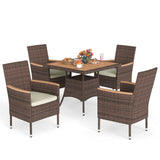 Wisteria Lane Patio Dining Sets for 12, All Weather Rattan Outdoor Table and Chairs with Acacia Wood Tabletop, Patio Dining Furniture with Removable Cushions for Deck Garden, Backyard, Brown Wisteria Lane