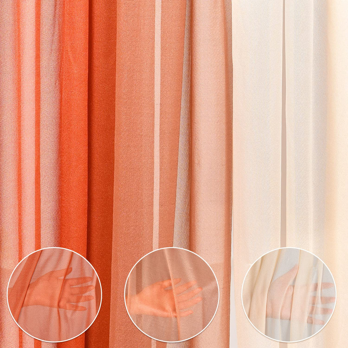 DearHouse 3 Panel Wedding Arch Draping Fabric,29.5" x18Ft Pearl Fabric Drapes for Wedding Sheer Backdrop (Champagne+Terracotta+Caramel) DearHouse