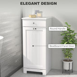 HOMCOM Laundry Hamper Cabinet with Removable Basket, Tilt Out Laundry Hamper Cabinet with Drawer and Beadboard Door, Laundry Cabinet Bathroom Storage Cabinet, White HOMCOM
