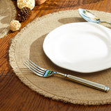 Round Burlap Placemats Set of 12 Jute Rustic Place Mats for Dining Tables Heat Resistant Natural Farmhouse Table Mats Decor for Thanksgiving (Tassel) Noctiflorous