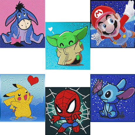 LWZAYS 6 Pieces Diamond Painting Kits for Kids Diamond Art Gem by Number Kits Arts and Crafts for Kids Ages 8-12 Mosaic DIY Full Drill Painting Kits for Home Wall Decor 6" X 6" LWZAYS