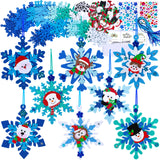 Winlyn 24 Sets Christmas Craft Kits Winter Crafts DIY Christmas Snowflake Ornaments Decorations Art Sets Foam Snowman Santa Owl Christmas Stickers for Kids Holiday Classroom Activities Party Favors Winlyn