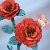 Hands Craft Hello Kitty and Friends My Melody Red Camellia 3D Wooden Puzzle Kit | DIY Flower Model | Arts & Crafts for Adults & Kids | Creative Hobby Kits | Wood Building Set | Unique Gift Hands Craft
