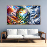 5D Large Diamond Art Painting,Four Season Diamond Art Kits for Adults,DIY Full Drill Crystal Rhinestone Arts and Crafts,bird Flowers mountain Art Painting with Diamond Home Wall Decor 27.5 X 15.7inch pchmcu