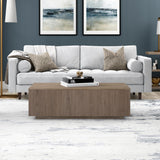 Henn&Hart 48" Fluted Rectangular Low-Profile Coffee Table for Living Room, Family Room, or Office, Antiqued Gray Oak Henn&Hart
